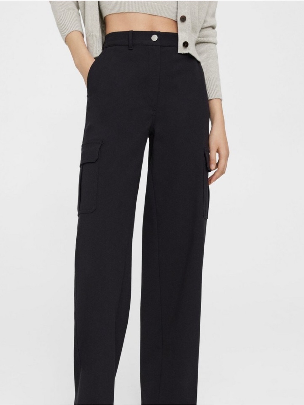 Theory Black Wide-Leg Cargo Trousers